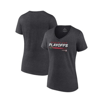 Women's Branded Charcoal Minnesota Wild 2022 Stanley Cup Playoffs Playmaker V-Neck T-shirt