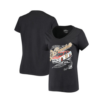 Women's Black Matt DiBenedetto Motorcraft Car V-Neck T-shirt