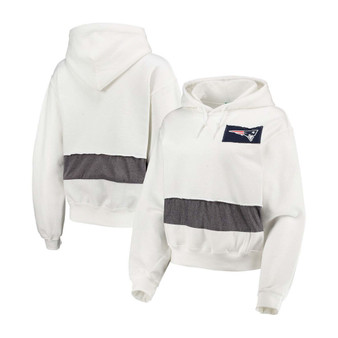 Women's White New England Patriots Crop Pullover Hoodie