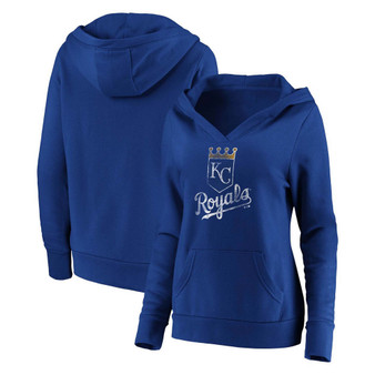 Plus Size Royal Kansas City Royals Core Team Crossover V-Neck Pullover Hoodie