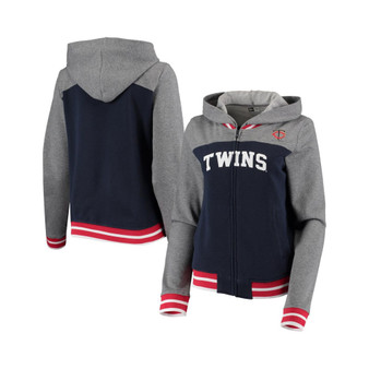Women's Navy Minnesota Twins French Terry Varsity Full-Zip Hoodie