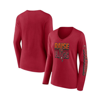 Women's Branded Red Tampa Bay Buccaneers Hometown Sweep Long Sleeve V-Neck T-shirt