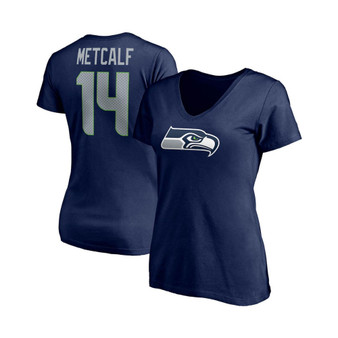 Women's Branded DK Metcalf College Navy Seattle Seahawks Player Icon Name Number V-Neck T-shirt