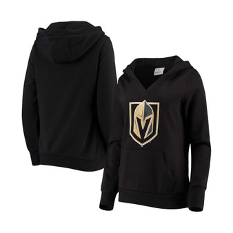 Plus Size Black Vegas Golden Knights Primary Team Logo Fleece V-Neck Pullover Hoodie