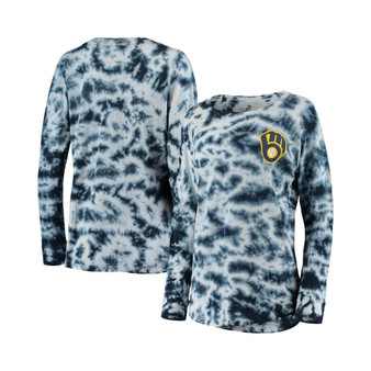 Women's Navy Milwaukee Brewers Tie-Dye Long Sleeve T-shirt