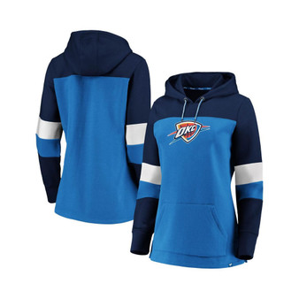 Women's Blue and Navy Oklahoma City Thunder Iconic Heavy Block Pullover Hoodie
