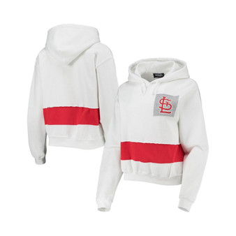 Women's White, Red St. Louis Cardinals Cropped Pullover Hoodie