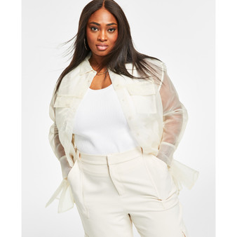 Trendy Plus Size Organza Oversized Shirt, Created for Macy's