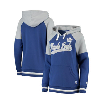 Women's Blue and Gray Toronto Maple Leafs Crossbar Raglan Pullover Hoodie