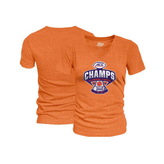 Women's Orange Clemson Tigers 2022 ACC Football Conference Champions Locker Room V-Neck T-shirt