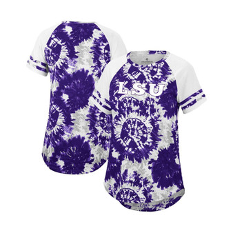 Women's Purple, White LSU Tigers Annie Oversized Tie-Dye Raglan T-Shirt