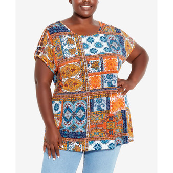 Plus Size Phoebe Lattice Print Top