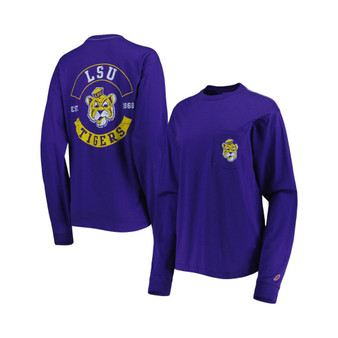 Women's Purple Lsu Tigers Oversized Pocket Long Sleeve T-shirt