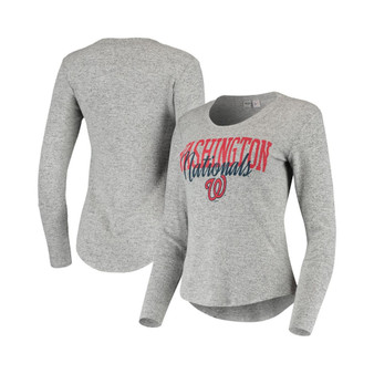 Women's Heathered Gray Washington Nationals Tri-Blend Long Sleeve T-shirt