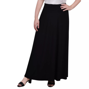Petite  Ring Faux Belt A Line Maxi Skirt