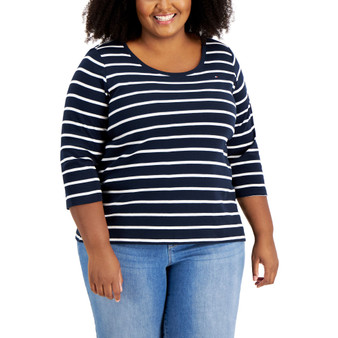 Plus Size Cotton Striped Top