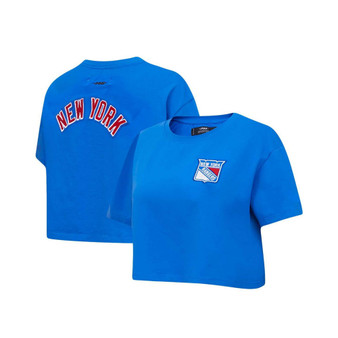 Women's Blue New York Rangers Classic Boxy Cropped T-shirt