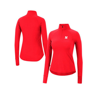 Women's Scarlet Nebraska Huskers Core Quinn Raglan Quarter-Zip Top