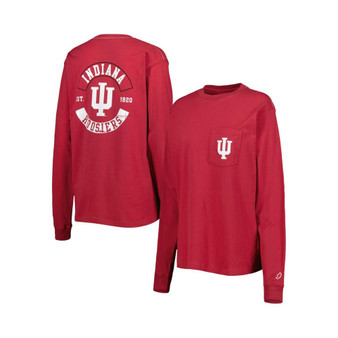 Women's Crimson Indiana Hoosiers Oversized Pocket Long Sleeve T-shirt