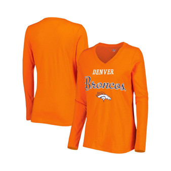 Women's Orange Denver Broncos Post Season Long Sleeve V-Neck T-shirt
