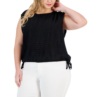Plus Size Boat-Neck Side-Tie Top
