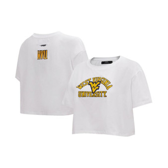 Women's White West Virginia Mountaineers Classic Three-Hit Boxy Cropped T-shirt