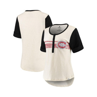 Women's Branded White and Black Montreal Canadiens True Classics Slub Henley T-shirt