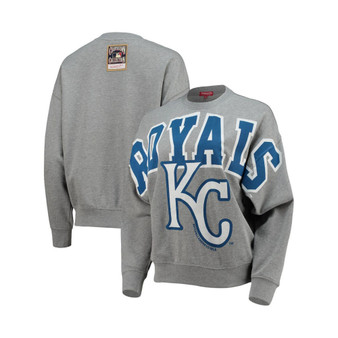Women's Heathered Gray Kansas City Royals Cooperstown Collection Logo Lightweight Pullover Sweatshirt