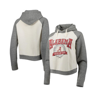 Women's Cream, Heather Gray Alabama Crimson Tide Cody Tri-Bend Raglan Pullover Hoodie