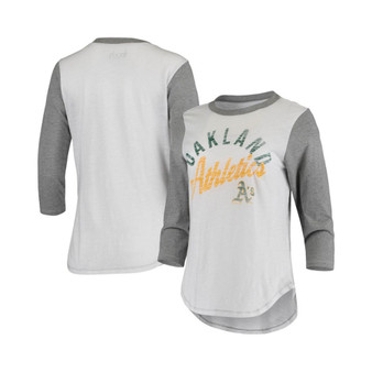 Women's White Oakland Athletics Baseball 3/4 Sleeve T-shirt