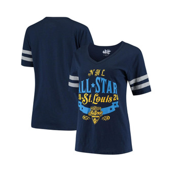 Women's by Alyssa Milano Navy NHL-Logo 2020 All-Star Game Triple Play V-Neck T-shirt