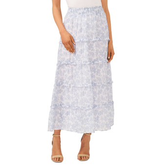 Women's Floral-Print Tiered Pull-On Maxi Skirt