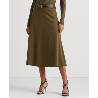 Women's Buckle-Trim Ponte A-Line Skirt