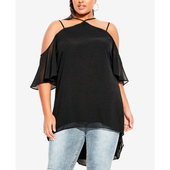 Trendy Plus Size Claudia Cold Shoulder Top