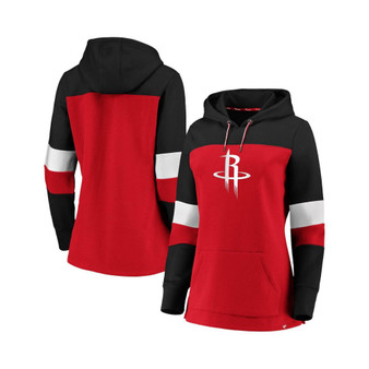 Women's Branded Red and Black Houston Rockets Iconic Heavy Block Pullover Hoodie