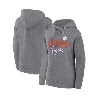 Women's Branded Heather Gray Clemson Tigers Script Favorite Pullover Hoodie