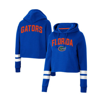 Women's Royal Florida Gators Throwback Stripe Cropped Pullover Hoodie