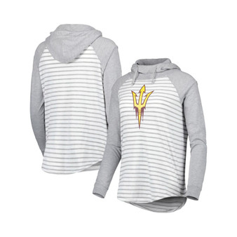 Women's Heathered Gray, White Arizona State Sun Devils Gloria Raglan Long Sleeve Hoodie T-shirt