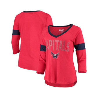 Women's by Alyssa Milano Red Washington Capitals Ultimate Fan Raglan 3/4-Sleeve V-Neck T-shirt