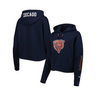 Women's Navy Chicago Bears Foil Sleeve Pullover Hoodie