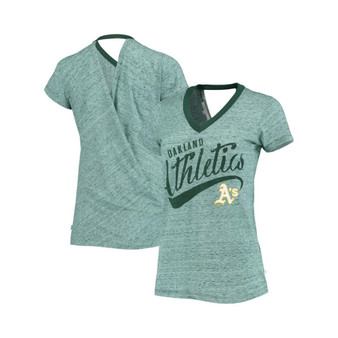 Women's Green Oakland Athletics Hail Mary Back Wrap Space-Dye V-Neck T-shirt