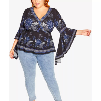 Trendy Plus Size Ashley Scarf V-wrap Top