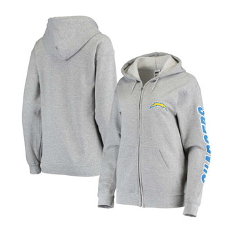 Women's Gray Los Angeles Chargers Fleece Full-Zip Hoodie