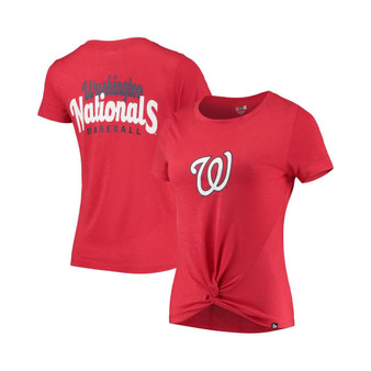Women's Red Washington Nationals 2-Hit Front Twist Burnout T-shirt