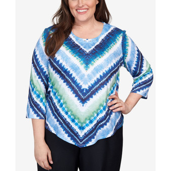 Plus Size Classics Textured Chevron Pleated Neck Top