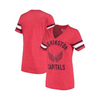 Women's Red Washington Capitals Wild Card Tri-Blend V-Neck T-shirt