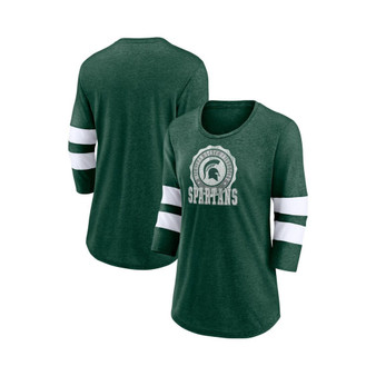 Women's Branded Heathered Green Michigan State Spartans Drive Forward Tri-Blend 3/4-Sleeve T-shirt
