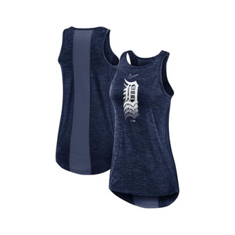 Women's Navy Detroit Tigers Logo Fade High Neck Performance Tank Top