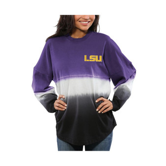 Women's Purple LSU Tigers Ombre Long Sleeve Dip-Dyed T-shirt