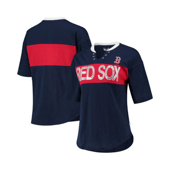 Women's Navy, Red Boston Red Sox Lead Off Notch Neck T-shirt